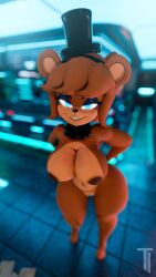 1girls 3d 3d_(artwork) alternate_version_available anthro areolae big_breasts blue_eyes breasts brown_fur cally3d clazzey cryptiacurves curvy fazclaire's_nightclub female female_only five_nights_at_freddy's fnaf freckles freddy_(fnaf) fredina's_nightclub fredina_(cally3d) frenni_(cryptia) frenni_fazclaire furry hat hi_res looking_at_viewer nipples pussy scottgames tenshi_ai thick_thighs voluptuous wide_hips