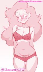 1girls 2023 blush cartoon_network chickpea female female_only glasses gradient_background lingerie looking_away martha_barriga milf monochrome pink_background pink_theme simple_background smile steven_universe white_background