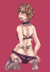 asmodeus_(obey_me) ass lingerie male male_focus male_lingerie male_only obey_me!_one_master_to_rule_them_all solo solo_male stripping thigh_highs thighhighs thighs tongue tongue_out