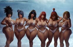 3d 3d_(artwork) 6+girls ass_grab big_ass big_breasts big_butt black_hair blonde_hair blue_hair breast_grab breasts breasts_bigger_than_head breasts_popping_out cursedmadara female female_only hand_on_ass hand_on_breast hand_on_butt hand_on_hip huge_ass huge_breasts huge_butt huge_nipples konan kurenai_yuhi mei_terumi milf milfs mitarashi_anko naruto naruto_(series) naruto_shippuden red_hair tsunade uzumaki_kushina white_bra white_panties yuuhi_kurenai