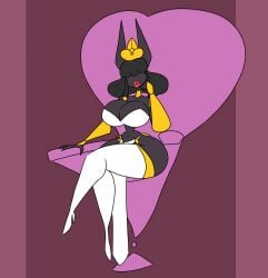 1girls anthro big_lips big_lips_no_eyes bimbo breasts cleavage da-fuze eyeless high_heel_boots hips huge_ass huge_breasts jackal jackal_ears jackal_humanoid lips long_hair no_eyes pelvic_curtain sitting smoochbo solo solo_female suggestive thick_lips thick_thighs throne wide_hips