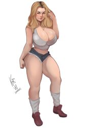 big_breasts blonde_hair busty cleavage futa_blast_comix grandbust_family korwuarts large_breasts lindsey_grandbust thick_thighs