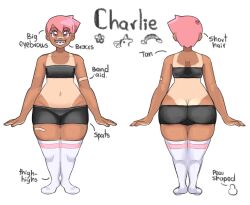 braces charlie(marinalfirst) marinalfirst nalfirstart original original_character reference_image small_breasts spats tanline thick_eyebrows thick_thighs thighhighs tomboy