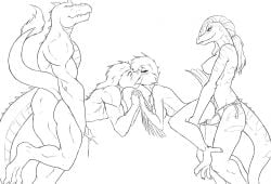 anthro avian avian_humanoid bisexual bisexual_male cassandra_(sek-raktaa) foursome furry humanoid juliana_(sek-raktaa) rainuja reptile reptile_humanoid scalie sek-raktaa sek-raktaa_(series) story_at_source strap-on tagme thelionfish