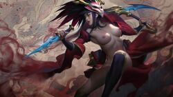 ai_generated akali black_hair blood_moon_akali blood_moon_series cavic0m female female_only league_of_legends riot_games semi_nude short_hair tagme