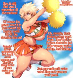 1girls animal_print areola_slip ass bakugou_mitsuki belly big_ass big_breasts blonde_female blonde_hair boku_no_hero_academia breast_slip breasts busty caption cheering cheerleader cheerleader_uniform clothing cloud cloudy_sky commission crop_top day english_text female female_only from_side highres holding holding_pom_poms huge_breasts keigi_(artist) large_areolae large_breasts leg_up leopard_print leopard_print_panties looking_at_viewer mama_mega mature_female milf miniskirt mitsuki_bakugou mother muffin_top my_hero_academia navel nipple_slip nipples no_bra orange_skirt panties pantyshot pleated_skirt pom_pom_(cheerleading) pom_poms print_panties red_eyes shoes short_hair shounen_jump skirt sky slightly_chubby sneakers socks solo spiked_hair standing standing_on_one_leg sweat text thick_ass thick_thighs thighs u.a._cheerleader_outfit underboob underbutt underwear white_socks wide_hips