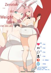 1girls bbw belly big_belly big_breasts breasts bunny_ears chubby clothed clothing darling_in_the_franxx fat female female_only light-skinned_female light_skin long_hair overweight pink_hair solo standing thick_thighs weight_gain weight_gain_drive yummysinpie zero_two_(darling_in_the_franxx)