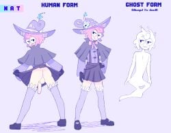 1boy amaruu ass balls bowtie candle clothed femboy gay ghost ghost_boy glasses gloves hi_res legwear mage magic_user male male_only mob_face nat_(amaruu) original original_character penis pink_hair presenting reference_sheet round_glasses shoes simple_background simple_eyes skirt skirt_lift skull smug socks text thighhighs wizard wizard_hat yaoi