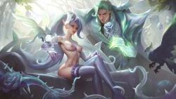 1boy 1girls ai_generated breasts cavic0m crystal_rose_series crystal_rose_swain crystal_rose_zyra jericho_swain league_of_legends zyra