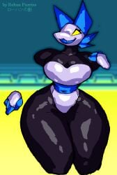 breasts deltarune female huge_thighs oerba_yun_fang robot rohan_furries swimsuit tasque_manager_(deltarune) thick_thighs thunder_thighs video_games wide_hips