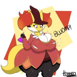 breast_expansion chubby delphox female pokémon_(species) pokemon thick_thighs thixxen wide_hips