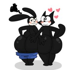 2boys 3rd_party_edit ass big_ass blue_shorts blush brappycatty bunny cat disney dreamworks embarrassed felix_the_cat felix_the_cat_(series) large_ass looking_at_viewer male male/male male_only oswald_(character) oswald_the_lucky_rabbit presenting rabbit shorts_down universal_studios xd
hand_on_ass