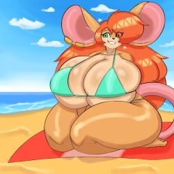 big_breasts bikini breasts geebie33 gigantic_breasts huge_breasts large_breasts lyra_(geebie33) mouse mouse_girl mouse_tail