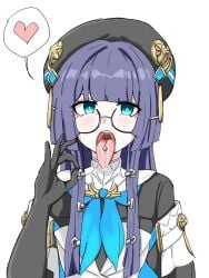 1girls blue_eyes blue_hair fellatio_gesture female gesture gesturing_at_viewer glasses hat honkai:_star_rail honkai_(series) long_hair open_mouth oral_invitation pela_(honkai:_star_rail) saliva sexually_suggestive tongue tongue_out tongue_piercing xipa