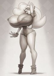 1girls anthro armpits bandicoot big_breasts breasts crash_(series) derek_hetrick furry grundelsmoochart huge_breasts large_breasts monochrome naughty_dog nipple tawna_bandicoot