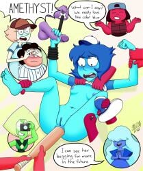 amethyst_(steven_universe) anal anal_insertion anal_sex angry baseball_bat baseball_cap baseball_uniform breasts camera cartoon_network edit feet female footwear gem_(species) hit_the_diamond_(steven_universe) lapis_lazuli_(bob) lapis_lazuli_(gem) lapis_lazuli_(steven_universe) legs legs_held_open legs_up nipples one_shoe one_shoe_on pearl_(steven_universe) peridot_(steven_universe) pussy restrained ruby_(steven_universe) sapphire_(steven_universe) scared small_breasts soles steven_quartz_universe steven_universe syscod text_bubble toes whip