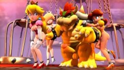 1boy 3d 3girls accurate_art_style alternate_version_at_source alternate_version_available bowser breasts erection female gloves harem high_heels male mario_(series) multiple_girls netorare nipples onmodel3d penis princess_daisy princess_peach princess_rosalina protagonistsub_antagonistdom sex_slave slave_outfit standing tagme