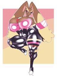 big_breasts breasts female gomibin_art lopunny pokémon_(species) pokemon pokemon_(species) thick_thighs wide_hips