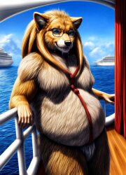 1boy ai_generated furry gay male on_deck original_character sea sensa-kamera stable_diffusion