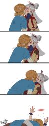 artist_name artist_signature blonde_hair blush breath_of_the_wild brown_eyes comic couple deep_kissing forehead_mark forehead_tattoo imminent_sex kissing link link_(breath_of_the_wild) long_ears nyusho paya_(the_legend_of_zelda) pinned pinned_down pointy_ears romantic romantic_couple sheikah tattoo the_legend_of_zelda watermark white_hair wholesome