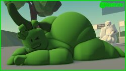 3d alien blush cat_ears cat_tail catmaidboyuwu fat fat_ass gay green_fur green_skin green_tail looking_at_viewer male rate_my_avatar roblox robloxian sweat tail wink