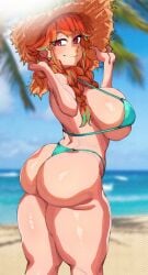 1girls ass big_ass bikini breasts female hi_res hololive hololive_english hololive_myth large_breasts long_hair makinakid orange_hair purple_eyes takanashi_kiara virtual_youtuber