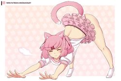 1girls 5_fingers accessory animal_ear_fluff animal_ears animal_tail artist_name ass ass_in_air ass_up back bangs big_ass big_butt big_stretch blush blushing border bubble_butt butt cat_ears cat_tail catgirl closed_eyes cute doki_doki_literature_club ear_fluff eyes_closed fang female female_only fluffy_ears fluffy_tail frilled_skirt frilly frilly_skirt girl hair_accessory hair_ornament hairclip head_down_ass_up humanoid natsuki_(doki_doki_literature_club) neko nekomimi outline panties pantsu patreon_logo patreon_url patreon_username pink_ears pink_hair pink_panties pink_skirt pink_tail pink_underwear raionart shimapan shirt skirt socks solo solo_female stretch stretching swept_bangs tail underwear url white_border white_ear_fluff white_outline white_shirt white_socks