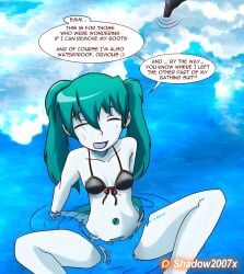 1girls 2016 artist_name bikini bikini_top_only blue_hair convenient_censoring digital_media_(artwork) english english_text female female_only jenny_wakeman my_life_as_a_teenage_robot nickelodeon ocean robot robot_girl shadow2007x speech_bubble water white_skin