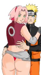 1boy 1girls big_ass blonde_hair_male blue_eyes_male deviantart deviantart_username drawing_scl female green_eyes human male naruto naruto_(series) naruto_shippuden pink_hair sakura_haruno samuelscl short_hair uzumaki_naruto