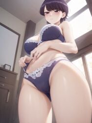 1girls ai_generated big_breasts big_thighs breasts busty female female_only gabrail huge_thighs komi-san_wa_komyushou_desu komi_shuuko large_thighs mature_female milf panties purple_eyes purple_hair short_hair solo solo_female thick_thighs thighs underwear voluptuous