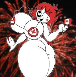 1girls artist_name artist_request big_ass big_breasts bikini blush canada canada_day female female_only flag heart-shaped_pupils only_female red_hair rexon02 ruby_gloom ruby_gloom_(franchise) short_hair simple_background stickman watermark white_body white_skin