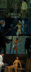 alyx_vance ambush arrest big_breasts blush civil_protection clothes_removed clothing dark_skin disgusted embarrassed embarrassed_nude_female erect_nipples female firearm fully_nude good_end half-life half-life_2 handgun hands_up human public_humiliation scelusnizer short_hair suddenly_naked surprised surrounded sweat teleportation wallace_breen weapon