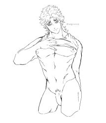 1boy angel61634 jojo's_bizarre_adventure jonathan_joestar male/male male_only muscular_male nipples nude pectorals penis phantom_blood sketch