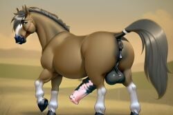 ai_generated equine equine_penis equine_pussy feral futa_only futanari horsecock novalai solo tagme up_close