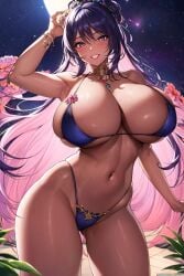 1girls ai_generated alternate_breast_size curvaceous curvy_body curvy_female female_focus female_only huge_breasts long_hair milf pink_hair purple_hair seductive_look stable_diffusion undercolor_(hair)