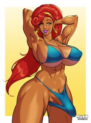 1futa abs arms_behind_head big_penis breasts breasts_bigger_than_head breath_of_the_wild cleavage clothed clothing dark-skinned_futanari dark_skin earrings erection erection_under_clothes futa_only futanari gerudo green_eyes huge_breasts humanoid humanoid_penis iacolare jacogram large_penis long_hair looking_at_viewer mature mature_futa mostly_nude nintendo penis purple_lipstick red_hair solo solo_futa standing tenting the_legend_of_zelda thick_thighs urbosa voluptuous voluptuous_futanari wide_hips