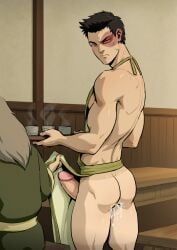 after_anal after_sex apron apron_only asian asian_male ass avatar_the_last_airbender back_muscles biceps big_cock big_penis boner cum cum_in_ass cum_inside cum_leaking east_asian east_asian_male erect_penis erection foreskin gay hard_on huge_cock iroh leaking_cum looking_at_viewer looking_back male male_only muscles muscular muscular_male nickelodeon partially_clothed penis penis_out presenting_penis retracted_foreskin scar schizoid scowl smooth_skin standing tanline tanlines tea teen_boy thick_penis thick_thighs uncircumcised veiny_penis waiter yaoi zuko