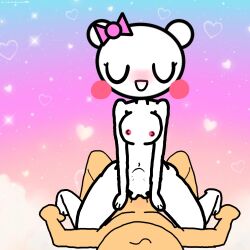 bear_ears breasts closed_eyes cute female kawaii male pink pussy sex simple_background uwu white white_fur