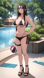 ai_generated ai_mirror big_breasts bikini breasts naomi_wu naruto naruto_(series) ninja poolside public sexy_cyborg small_top