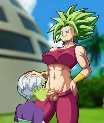 1futa abs big_breasts blowjob cheelai divine_wine dragon_ball dragon_ball_super futa_on_female futanari green_hair green_skin kefla legendary_super_saiyan muscular_futanari saiyan super_saiyan super_saiyan_2 vampiranhya_(artist) white_hair