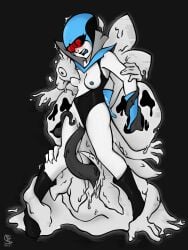 2d 2d_(artwork) 2d_artwork amalgamate_(undertale) beak black_background blue_gloves breasts color cuknite32 deltarune deltarune_chapter_2 gloves long_tongue medium_breasts nipples open_mouth pussy queen_(deltarune) sex simple_background tagme tongue uncensored uncensored_breasts uncensored_vagina undertale undertale_(series)