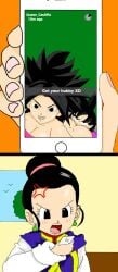 angry ass ass_on_face caulifla cheating chichi dragon_ball revenge selfie sitting_on_person skyfall1999 son_goku universe_6/universe_7 universe_6_saiyan/universe_7_saiyan