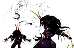 1girls big_ass black_hair breasts female hair homestuck horn horns lipstick lysanthum sharp_teeth sketch tagme the_condesce tongue tongue_out troll