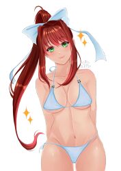 1girls artist_name bare_shoulders bra breasts doki_doki_literature_club eletsy female female female_only girl green_eyes long_hair monika_(doki_doki_literature_club) panties solo solo_female solo_focus white_background