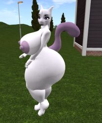 big_ass big_breasts breasts bubble_butt female female_mewtwo ferialexonar huge_ass mewtwo pokemon pokemon_(species) thick_thighs wide_hips