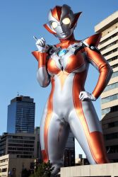 ai_generated alien alien_girl alien_humanoid building city city_background female female_only large_breasts minato_asahi_(grigio) no_sex solo solo_male thick_thighs ultraman_(franchise) ultraman_r/b ultrawoman_grigio wide_hips