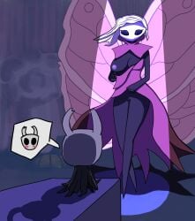 adult bigger_female breasts hollow_knight marissa_(hollow_knight) medium_breasts nipples no_bra no_panties protagonist_(hollow_knight) shadow smaller_male thenaughtycake wings