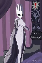 breasts completely_naked completely_naked_female completely_nude completely_nude_female english_text hollow_knight king medium_breasts navel nipples nude nude_female pale_king_(hollow_knight) queen rule_63 speech_bubble text thenaughtycake thick_thighs white_lady_(hollow_knight)