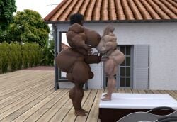 2futas 3d ass barefoot big_ass big_breasts big_butt big_lips bimbo breasts dark-skinned_futa dark_skin daz_studio dock docking dzcelestial3d erection feet futa_giantess futa_on_futa futa_only futanari giantess holding_breast human hyper hyper_muscles hyper_penis intersex light-skinned_futa light_skin lips looking_pleasured mini_giantess muscles muscular muscular_futa nude nude_futa outdoors outside penis penis_size_difference pool poolside size_difference small_dom_big_sub