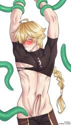 1boy aether_(genshin_impact) blonde_hair cum genshin_impact male male_only penis starmiu tagme tentacle tentacle_on_male yaoi yellow_hair